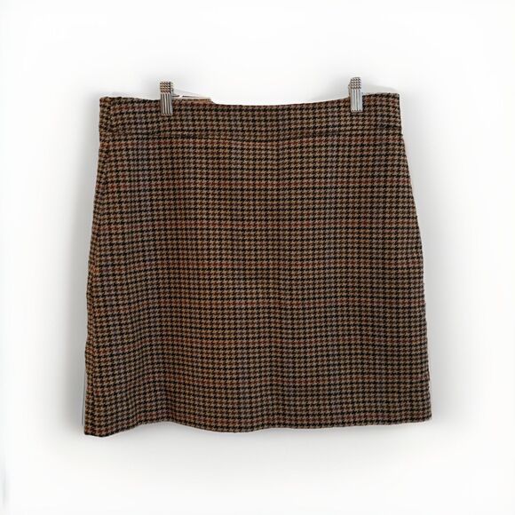 J. Crew Houndstooth Wool Blend Mini Skirt - Women's Size 10 - Preppy / Academia - Picture 1 of 3